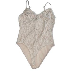 Forever 21 Cream Lace Bodysuit Sz S